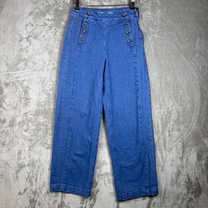 Old Navy Womens Sky-Hi Wide Leg Sailor Jeans size 4 Blue Nautical Preppy Stretch